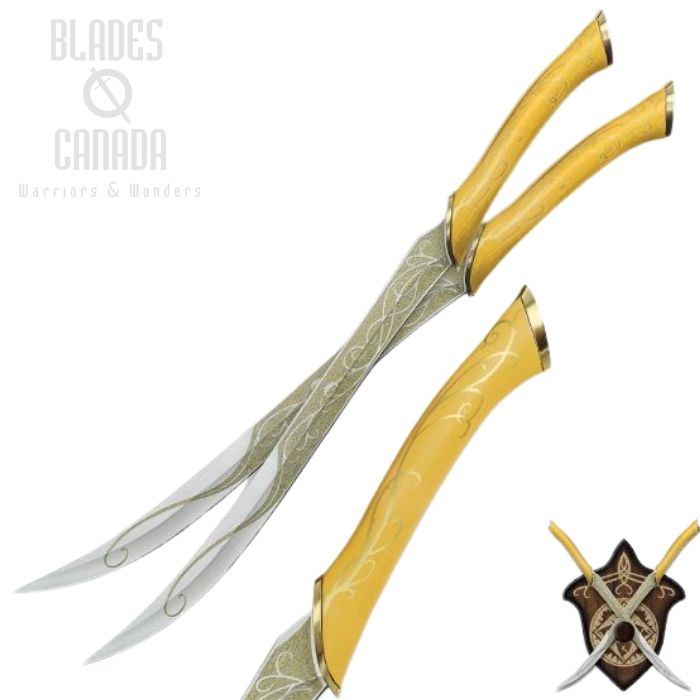 UC Lord Of The Rings Fighting Knives Of Legolas, Display Plaque, UC1372